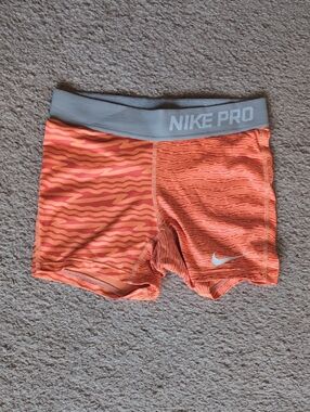 ⭐2/$20 Nike Orange Patterned Pro Shorts with Gray Waistband